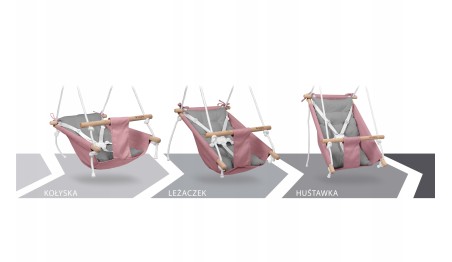 Huśtawka Kołyska dla dzieci 3w1 +6m Leżaczek Do Domu Ogrodu Różowa Tulano