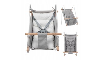 Huśtawka Kołyska dla dzieci 3w1 +6m Leżaczek Do Domu Ogrodu SzaraTulano