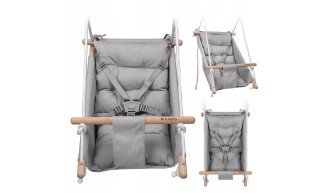 Huśtawka Kołyska dla dzieci 3w1 +6m Leżaczek Do Domu Ogrodu SzaraTulano 2