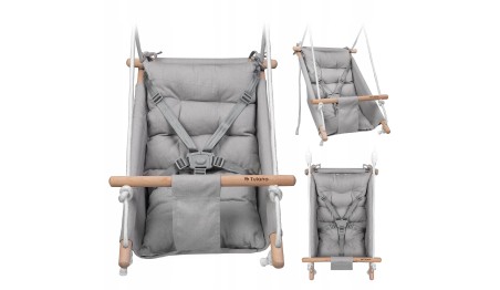 Huśtawka Kołyska dla dzieci 3w1 +6m Leżaczek Do Domu Ogrodu SzaraTulano