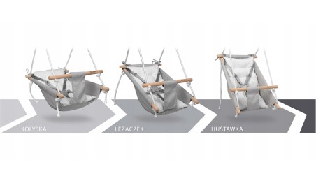 Huśtawka Kołyska dla dzieci 3w1 +6m Leżaczek Do Domu Ogrodu SzaraTulano