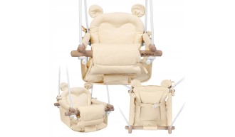 Huśtawka Drewniana dla dzieci Do domu Ogrodu +6m Do 60kg Beżowa Tulano