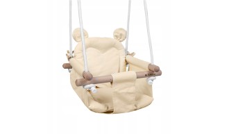 Huśtawka Drewniana dla dzieci Do domu Ogrodu +6m Do 60kg Beżowa Tulano 2