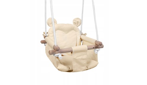 Huśtawka Drewniana dla dzieci Do domu Ogrodu +6m Do 60kg Beżowa Tulano