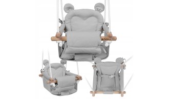 Huśtawka Drewniana dla Dzieci do Domu Ogrodu +6m Do 60kg Szara Tulano