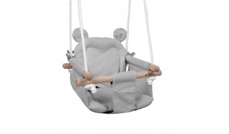 Huśtawka Drewniana dla Dzieci do Domu Ogrodu +6m Do 60kg Szara Tulano 2