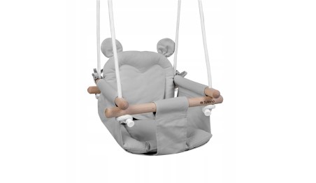 Huśtawka Drewniana dla Dzieci do Domu Ogrodu +6m Do 60kg Szara Tulano