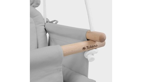 Huśtawka Drewniana dla Dzieci do Domu Ogrodu +6m Do 60kg Szara Tulano