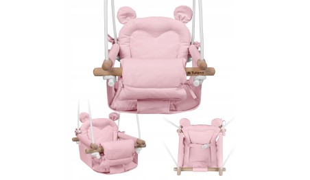 Huśawka Drewniana dla dzieci +6m Do Domu Ogrodu Różowa Do 60kg Tulano