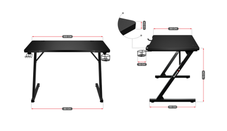 STÓŁ DLA GRACZA BIURKO GAMINGOWE KOMPUTEROWE HUZARO