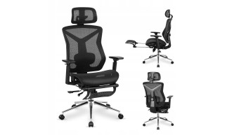 Ergonomiczny Fotel Biurowy Regulowany Krzesło z Podnóżkiem Mark Adler