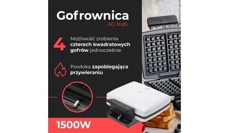 Gofrownica na 2 Pyszne Domowe Gofry 1800W Regulacja Adler