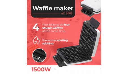 Gofrownica na 2 Pyszne Domowe Gofry 1800W Regulacja Adler