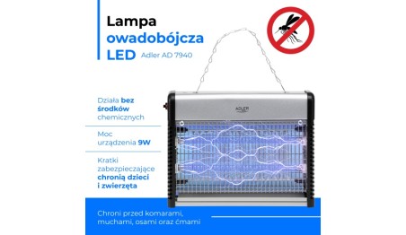 Lampa owadobójcza LED 2200V przeciwko komarom muchom osom Adler