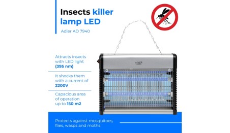 Lampa owadobójcza LED 2200V przeciwko komarom muchom osom Adler