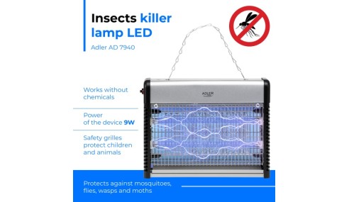 Lampa owadobójcza LED 2200V przeciwko komarom muchom osom Adler