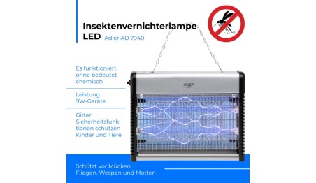 Lampa owadobójcza LED 2200V przeciwko komarom muchom osom Adler