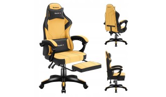Fotel Gamingowy Ergonomiczny z Podnóżkiem Biurowy Regulowany Huzaro
