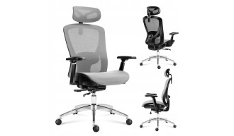 Ergonomiczny Fotel Biurowy Krzesło Obrotowe Regulacja Szary Markadler