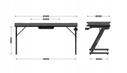 Biurko Gamingowe Regulacja +Podkładka Uchwyty Stolik Biurowy Gracza Huzaro