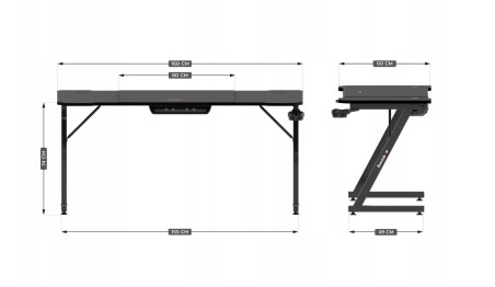 Biurko Gamingowe Regulacja +Podkładka Uchwyty Stolik Biurowy Gracza Huzaro