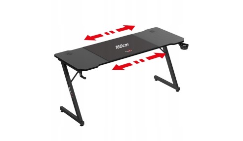 Biurko Gamingowe Regulacja +Podkładka Uchwyty Stolik Biurowy Gracza Huzaro