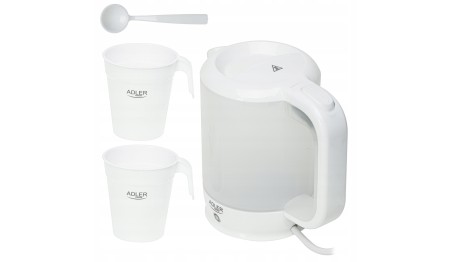 Czajnik elektryczny TURYSTYCZNY 1000W 1000 W 0,5 l czarny 2 kubki łyżeczka