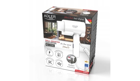 Suszarka hotelowa Adler AD 2285 White - ścienna, bezpieczna i wydajna
