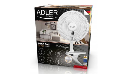 WENTYLATOR WIATRAK BIURKOWY STOJĄCY KLIPS 20CM 2W1