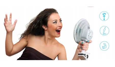 WENTYLATOR WIATRAK BIURKOWY STOJĄCY KLIPS 20CM 2W1