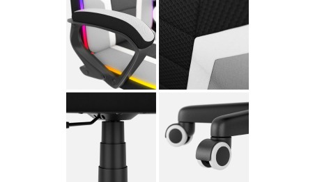 FOTEL GAMINGOWY BIUROWY DZIECIĘCY KRZESŁO GRACZA HUZARO RGB LED + PILOT