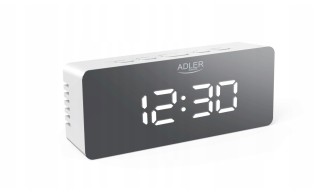 ZEGAR ELEKTRONICZNY BUDZIK TERMOMETR LUSTRO BIAŁY ADLER 2