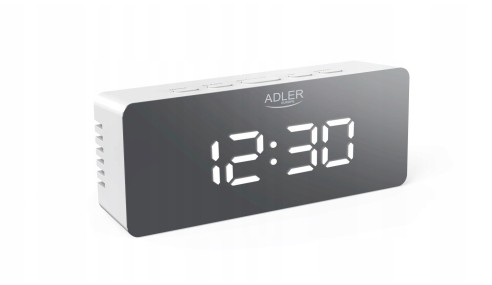 ZEGAR ELEKTRONICZNY BUDZIK TERMOMETR LUSTRO BIAŁY ADLER