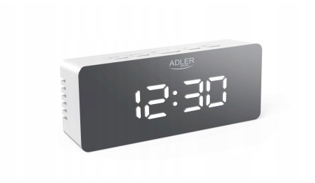 ZEGAR ELEKTRONICZNY BUDZIK TERMOMETR LUSTRO BIAŁY ADLER