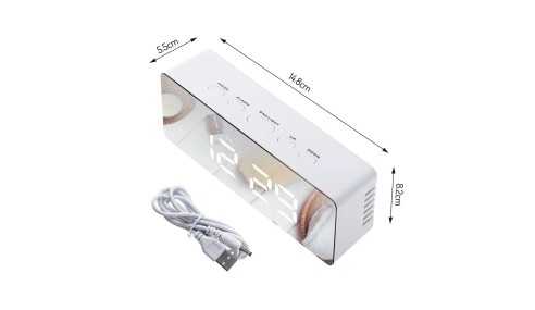 ZEGAR ELEKTRONICZNY BUDZIK TERMOMETR LUSTRO BIAŁY ADLER