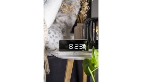 ZEGAR ELEKTRONICZNY BUDZIK TERMOMETR LUSTRO BIAŁY ADLER