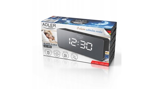 ZEGAR ELEKTRONICZNY BUDZIK TERMOMETR LUSTRO ADLER