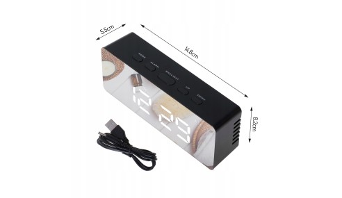 ZEGAR ELEKTRONICZNY BUDZIK TERMOMETR LUSTRO ADLER