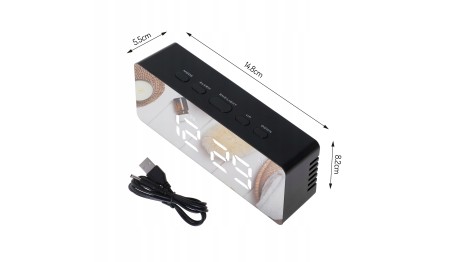 ZEGAR ELEKTRONICZNY BUDZIK TERMOMETR LUSTRO ADLER