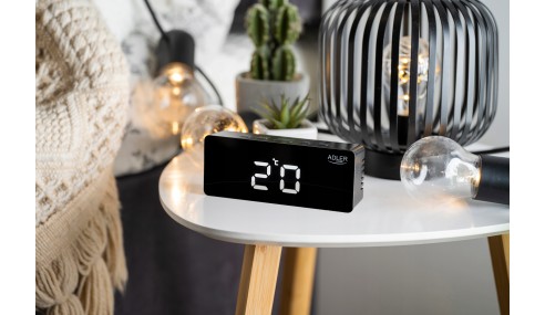 ZEGAR ELEKTRONICZNY BUDZIK TERMOMETR LUSTRO ADLER
