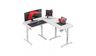 BIURKO GAMINGOWE KOMPUTEROWE NAROŻNE STOLIK GRACZA Z REGULACJĄ WYSOKOŚCI