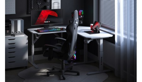 BIURKO GAMINGOWE KOMPUTEROWE NAROŻNE STOLIK GRACZA Z REGULACJĄ WYSOKOŚCI