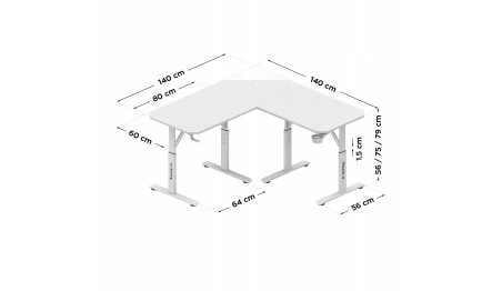 BIURKO GAMINGOWE KOMPUTEROWE NAROŻNE STOLIK GRACZA Z REGULACJĄ WYSOKOŚCI