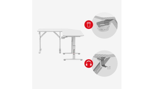 BIURKO GAMINGOWE KOMPUTEROWE NAROŻNE STOLIK GRACZA Z REGULACJĄ WYSOKOŚCI