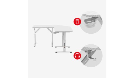 BIURKO GAMINGOWE KOMPUTEROWE NAROŻNE STOLIK GRACZA Z REGULACJĄ WYSOKOŚCI