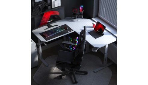 BIURKO GAMINGOWE KOMPUTEROWE NAROŻNE STOLIK GRACZA Z REGULACJĄ WYSOKOŚCI
