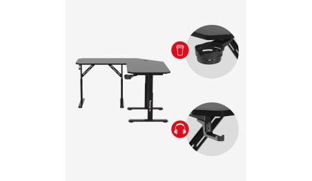 BIURKO GAMINGOWE KOMPUTEROWE NAROŻNE STOLIK GRACZA Z REGULACJĄ WYSOKOŚCI