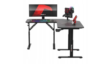 BIURKO GAMINGOWE KOMPUTEROWE NAROŻNE STOLIK GRACZA Z REGULACJĄ WYSOKOŚCI