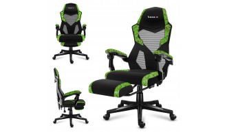 Fotel gamingowy z podnóżkiem do komputera gracza regulowany biurowy Huzaro