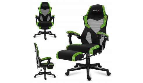 Fotel gamingowy z podnóżkiem do komputera gracza regulowany biurowy Huzaro